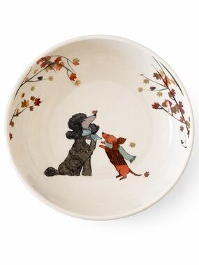 Pier 1 Imports Park Ave Puppies Lazy Sunday Autumn Dog Bowl Poodle Dachshund